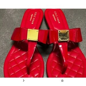 Cole Haan Red Quilted Bow Thong Sandals size 6.5